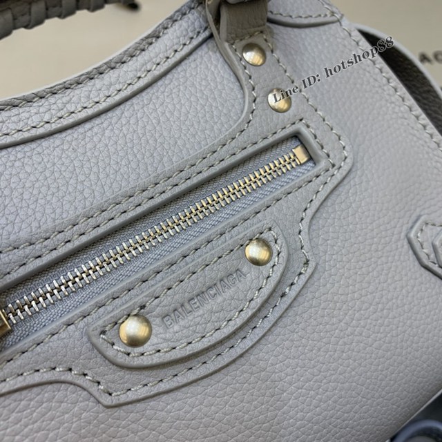 Balenciaga專櫃爆款荔枝紋淺灰色手袋手提包 638512 巴黎世家小號Neo Classic機車包 fyj1440